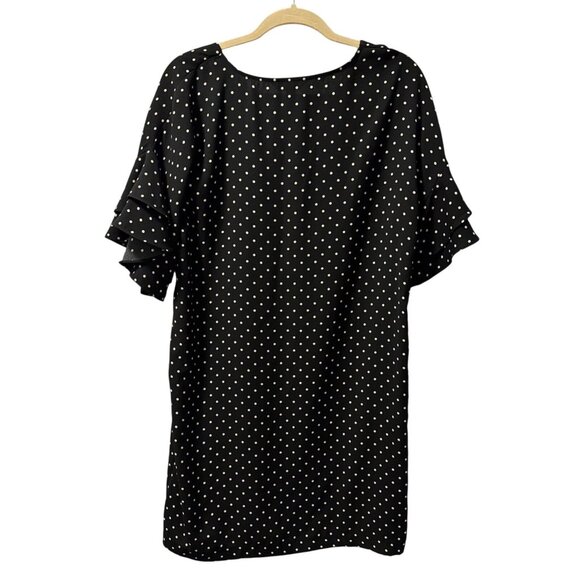 Banana Republic Black Polka Dot Dress With Ruffle Sleeves Womens Size 10 Dress - Picture 10 of 12